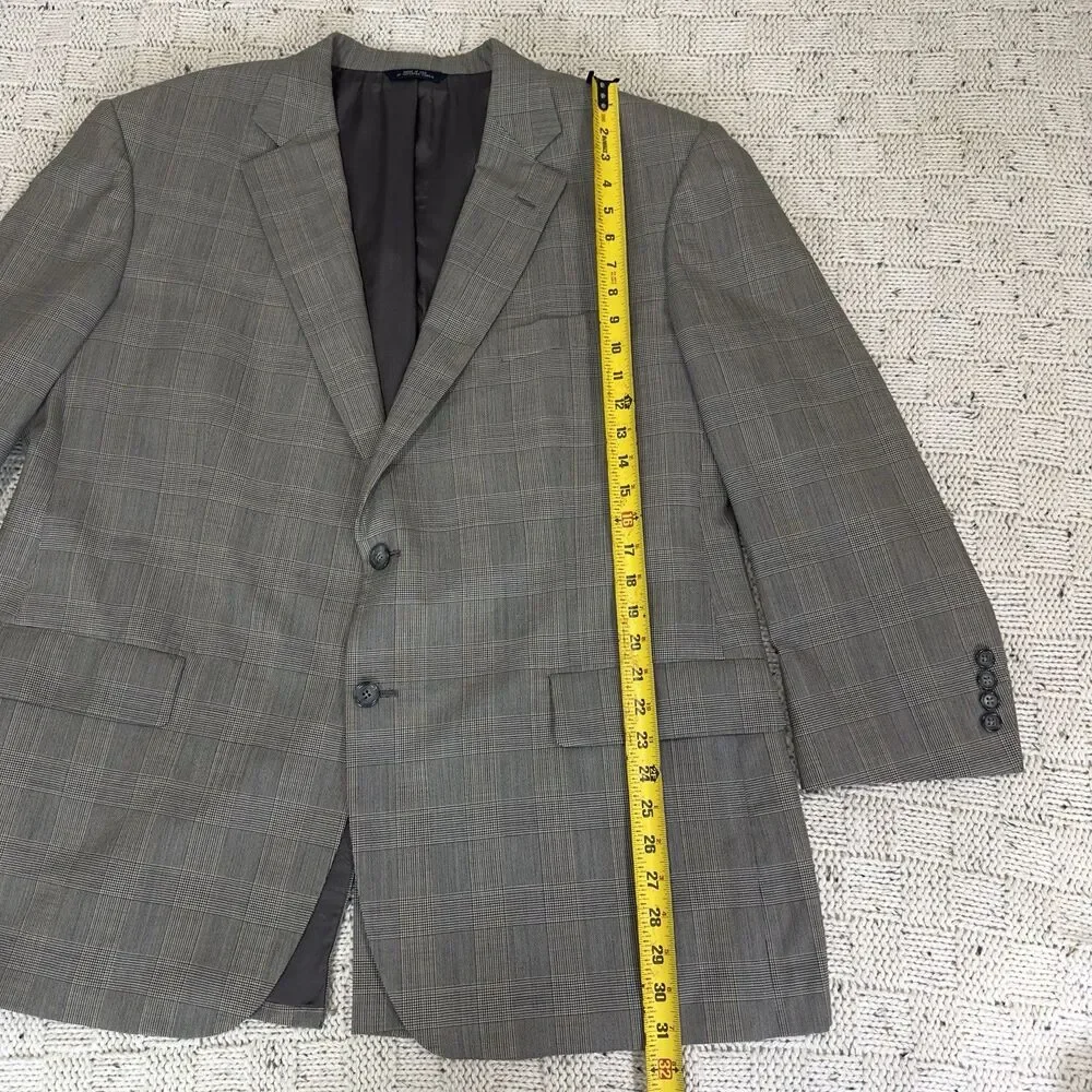 VTG Brooks Brothers Brooksease Wool Blazer Gray Glen Plaid USA Read Measurements